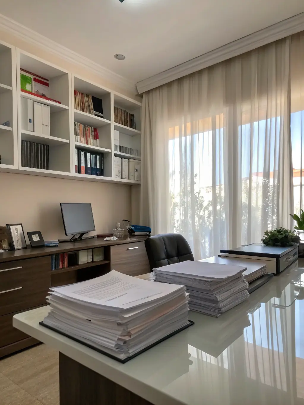 A modern office space with sparkling clean floors and furniture, highlighting the benefits of commercial cleaning services.