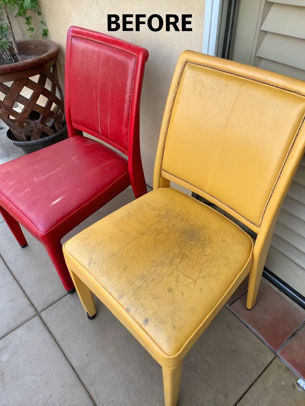 A before-and-after shot of a heavily soiled piece of furniture transformed by Extreme Steam Cleaning's upholstery cleaning service.